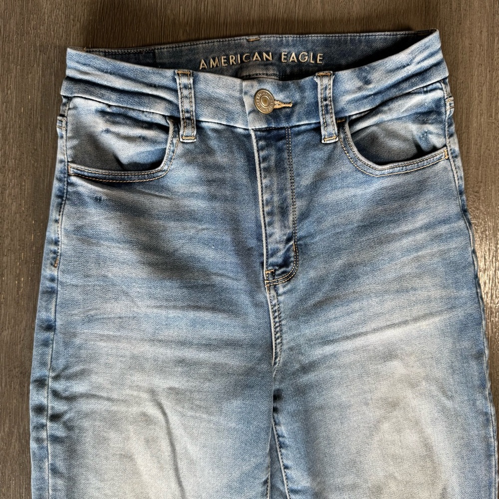 AEO Blue Denim High Rise Curvy Skinny Jeans 2 - Picture 3 of 10